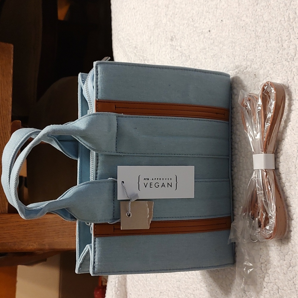 Colin Collection Denim bag with PU faux leather trim. NWT